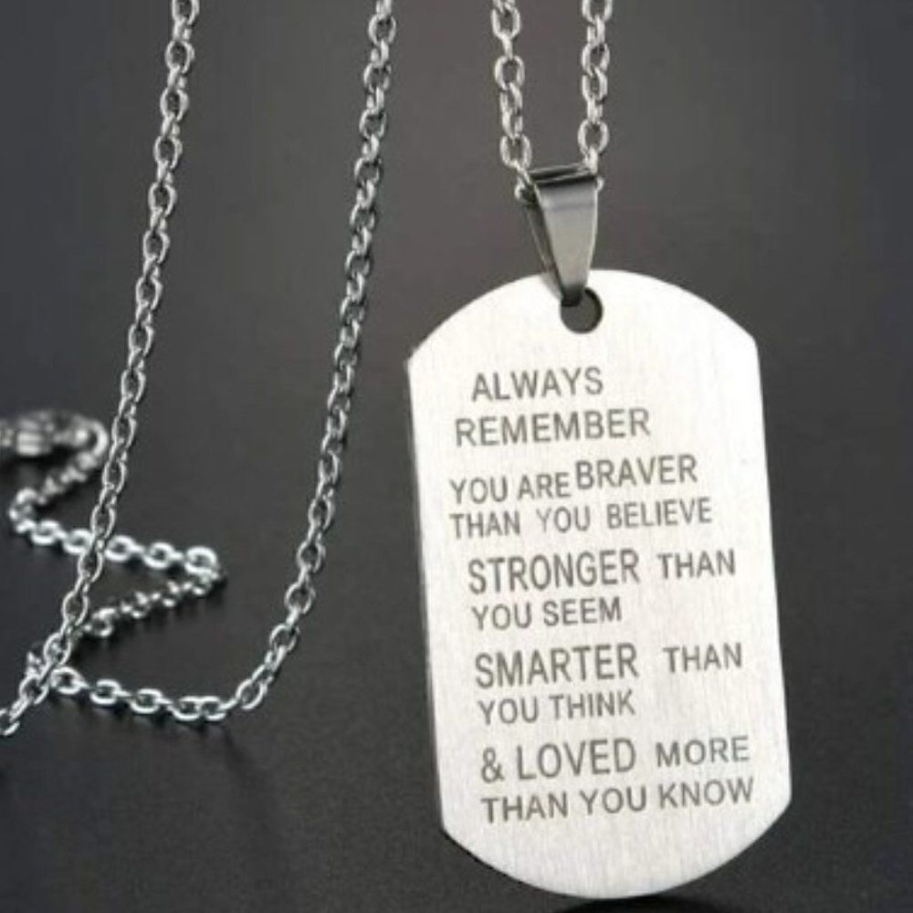 STAINLESS STEEL EMPOWERING DOG TAG NECKLACE